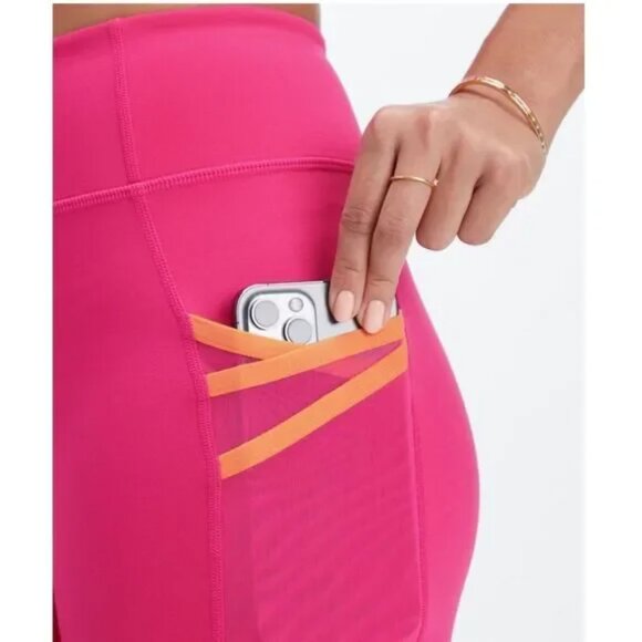 Fabletics Trinity Motion365® M MidRise 5'' Pocket Shorts Plush Pink/Marigold NWT - Picture 3 of 7